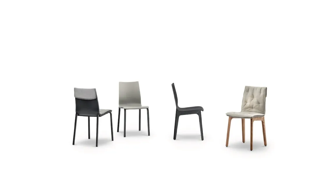 Alpha chair with solid wood frame and lacquered wood monocoque by Bontempi.