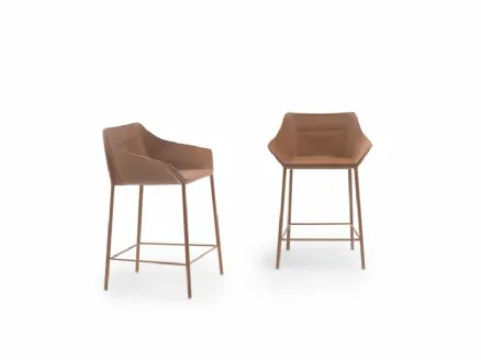Haiku leather stool with metal structure by Flexform