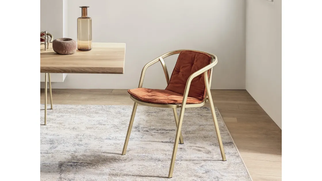 Ines chair in lacquered steel and fabric by Bontempi