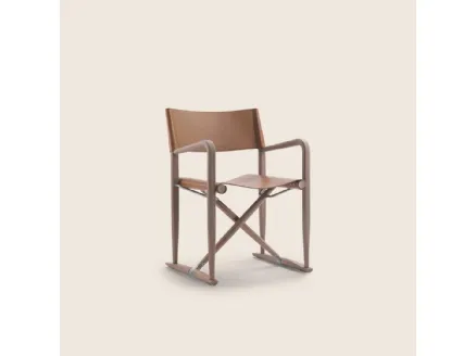 Luchino leather and solid wood chair by Flexform.