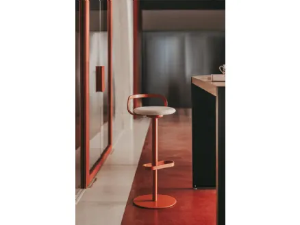 Metal stool Mak with upholstered seat by LaPalma.