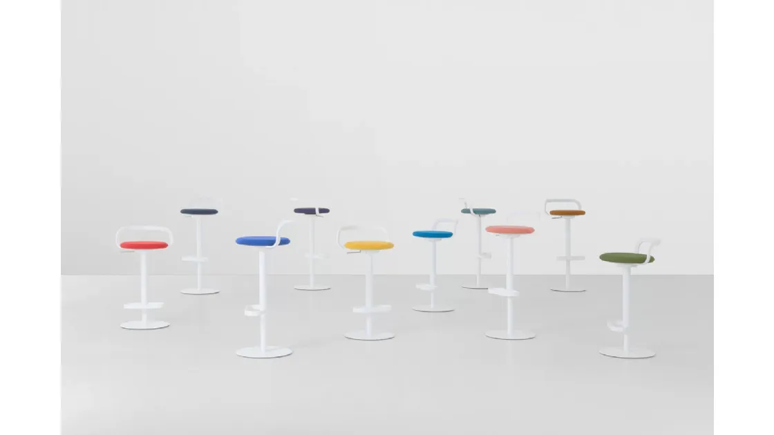 Metal stool Mak with padded seat by LaPalma