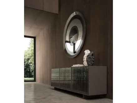 Alfetta glass sideboard with wickerwork by Ozzio