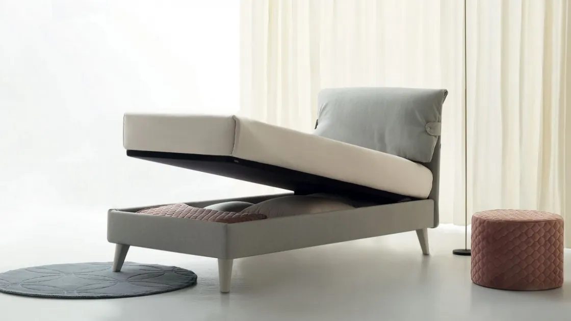 Single bed Dama with storage box by Oggioni