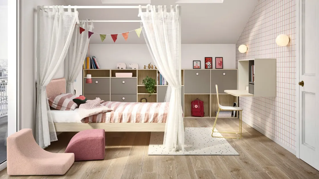 Single four-poster bed Kap by Nidi.