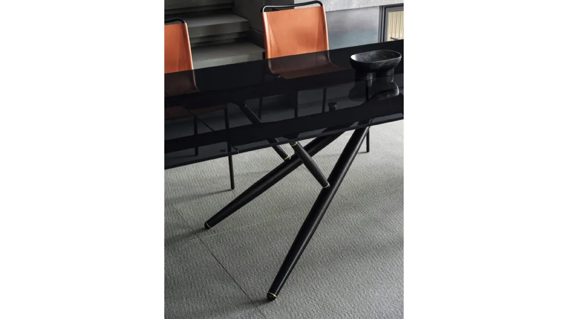 Extendable Bridge Table in glass by Bontempi
