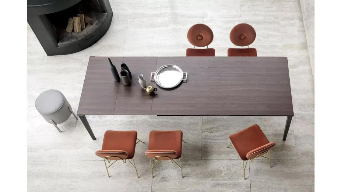 Extendable Echo IN table with melamine wooden effect top by Bontempi.