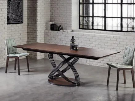 Fusion table with walnut veneer top by Bontempi.