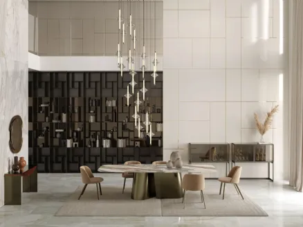 Extendable Kimono table in SuperMarble by Bontempi.