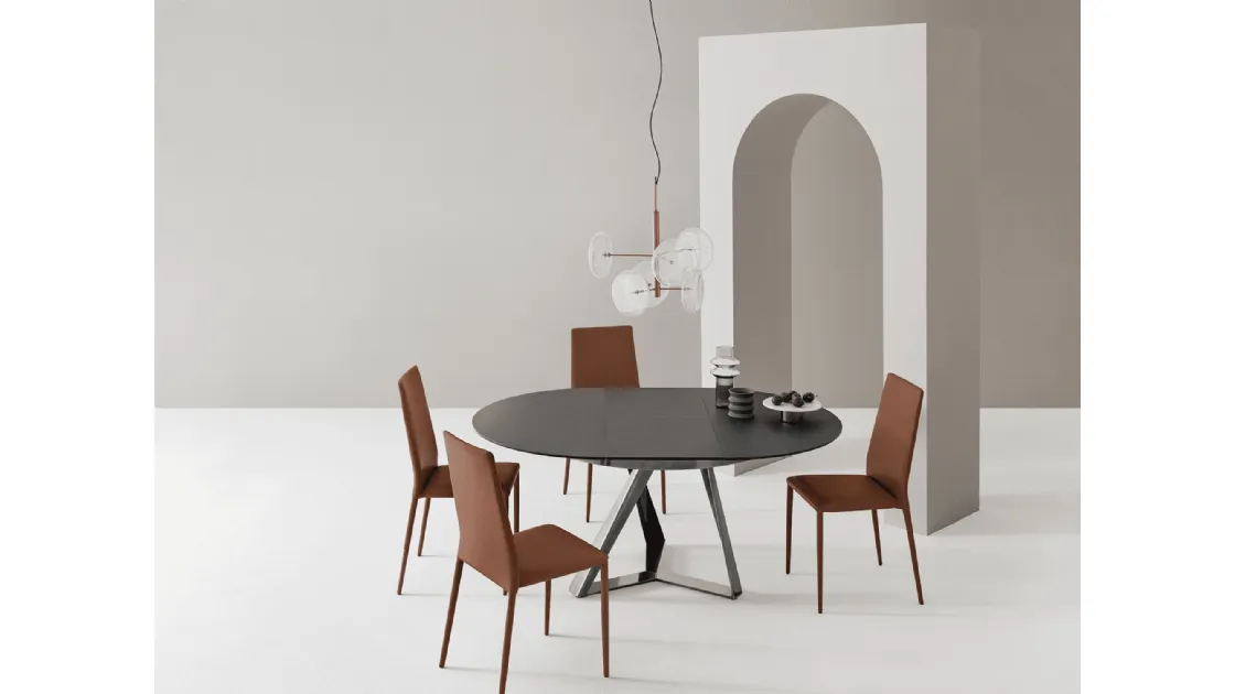 Extendable round Millennium table by Bontempi