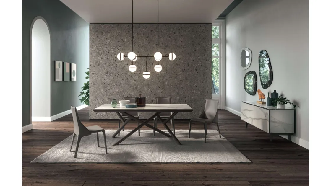 Extendable table Random Marble Glass by Ozzio