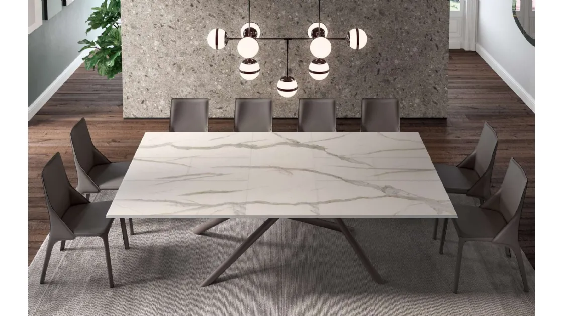 Ozzio's Random Marble Glass extendable table.