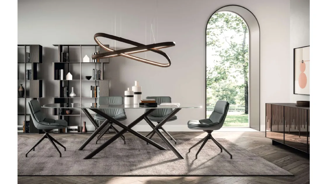 Fixed table in random glass by Ozzio