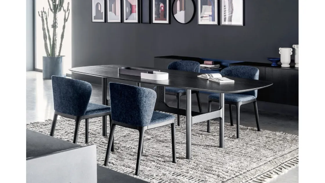 Torii oak charcoal table by Novamobili.