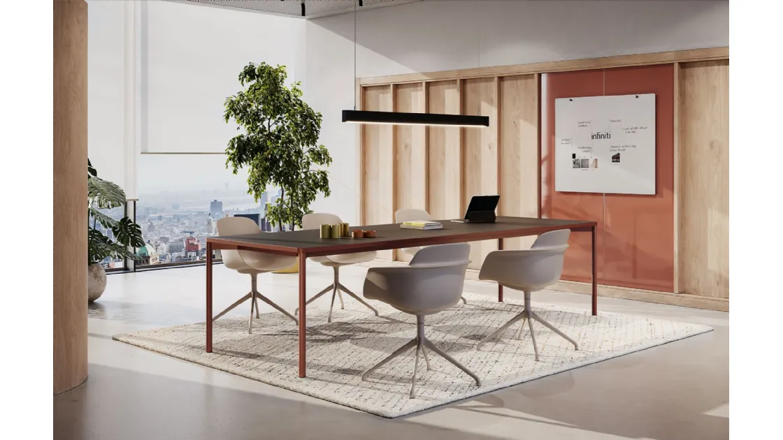 Foldable table with laminate top by Infiniti.