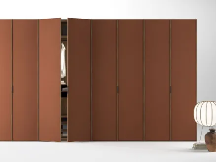 Wardrobe covered in Kyoto faux leather by Tagliabue Mobili