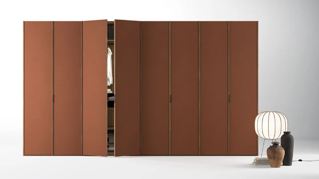 Wardrobe covered in Kyoto faux leather by Tagliabue Mobili