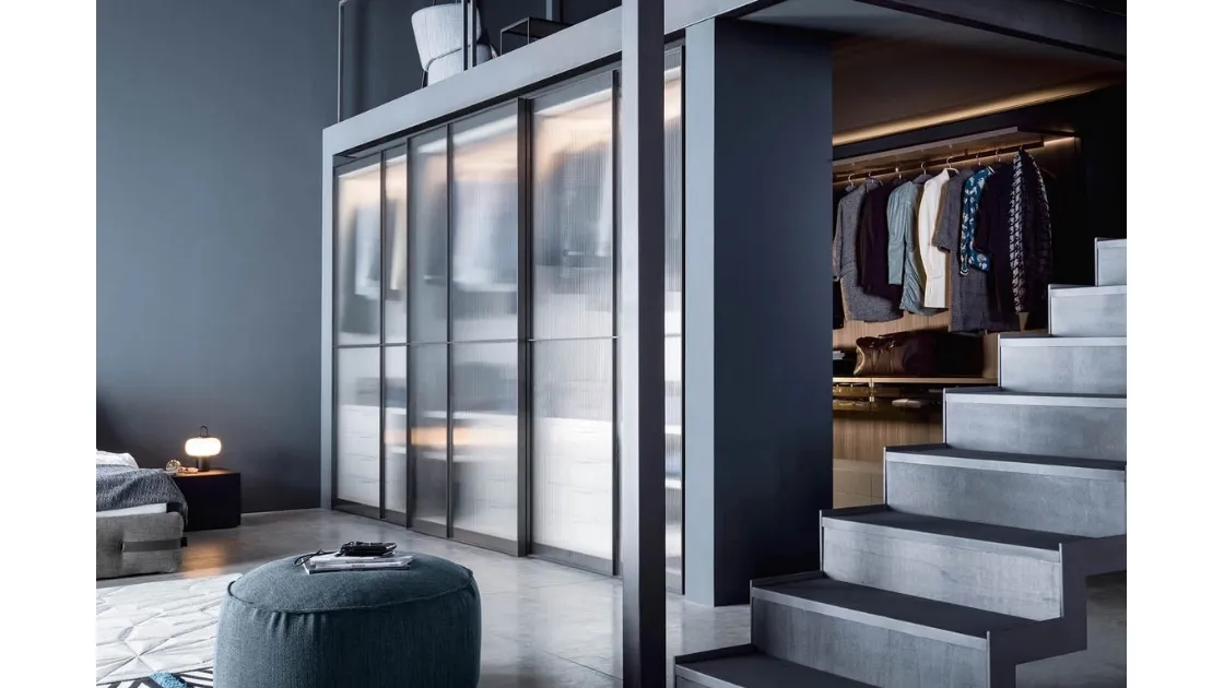 Sliding glass Layer wardrobe by Novamobili.