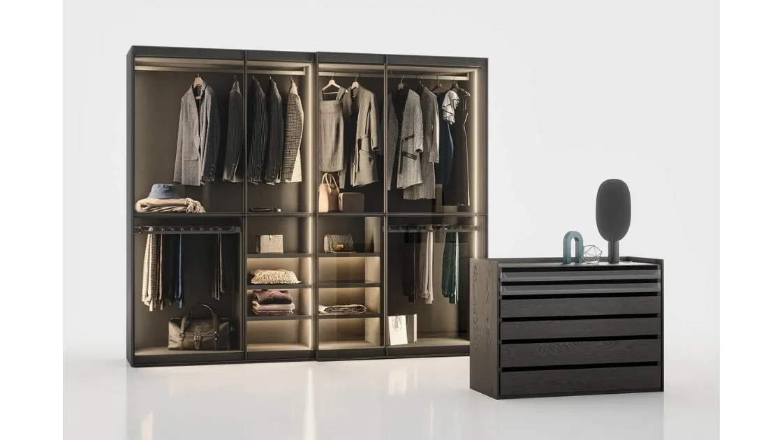 Layer sliding glass wardrobe by Novamobili.