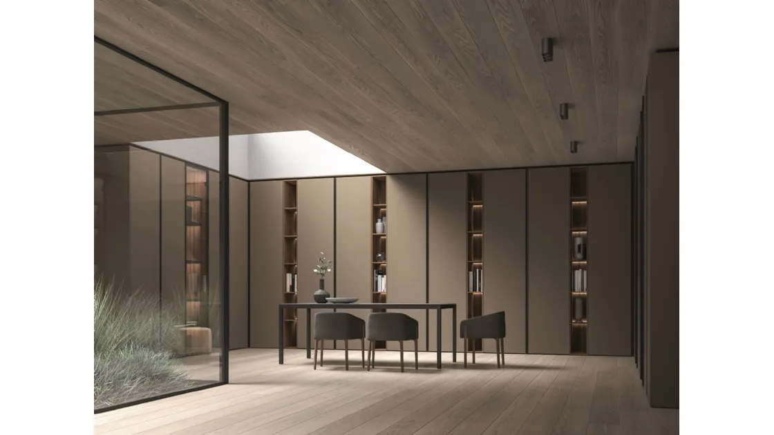 Wardrobe with hinged doors Lineauno angular by Erba.