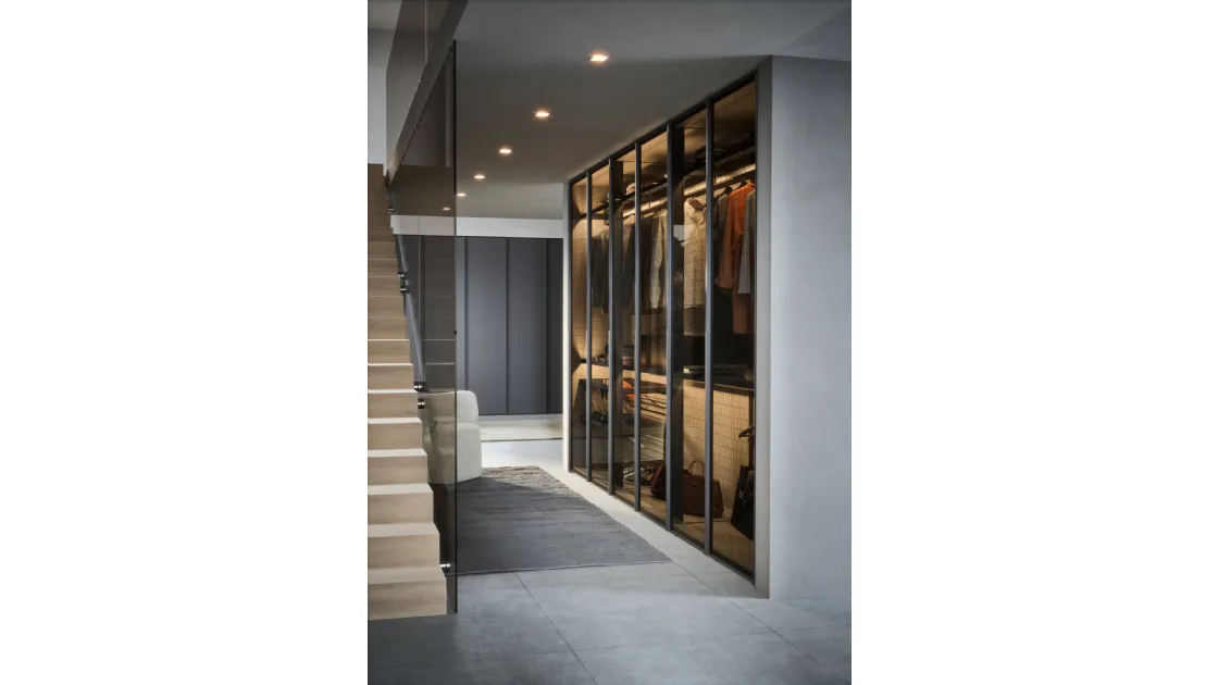 Perry wardrobe with glass door by Novamobili