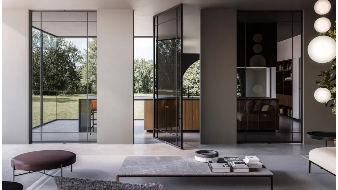 Indoor Deco Glass Pivot Door with aluminum frame by ADL