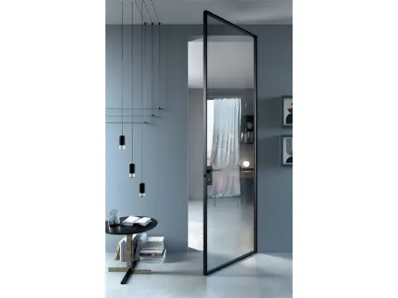 Interior door ESP Crystal Frameless in glass with aluminum frame by Guzzini & Fontana.