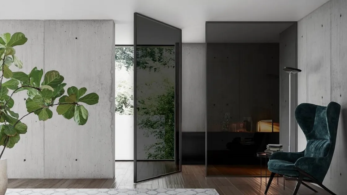 Indoor glass door with aluminum frame Gaia Bilateral by Doal.
