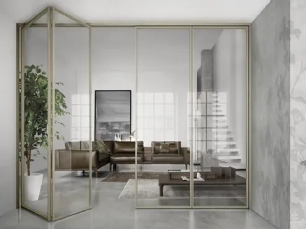 Indoor glass door with aluminum frame Gaia Book by Doal