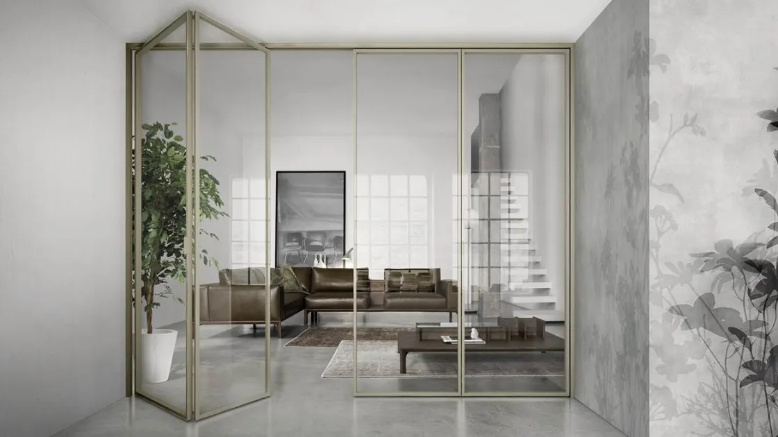 Indoor glass door with aluminum frame Gaia Book by Doal