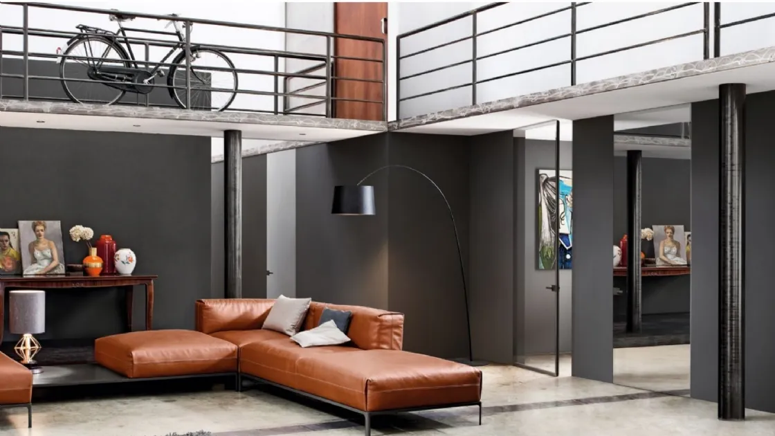 Interior swing door in glass with aluminum frame Gaia Filo wall by Doal.