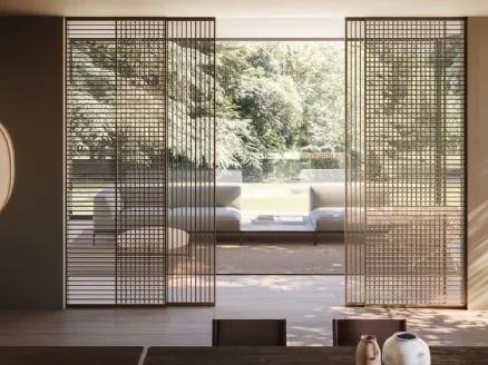 Sliding interior glass and aluminum door Golden Gate by ADL.