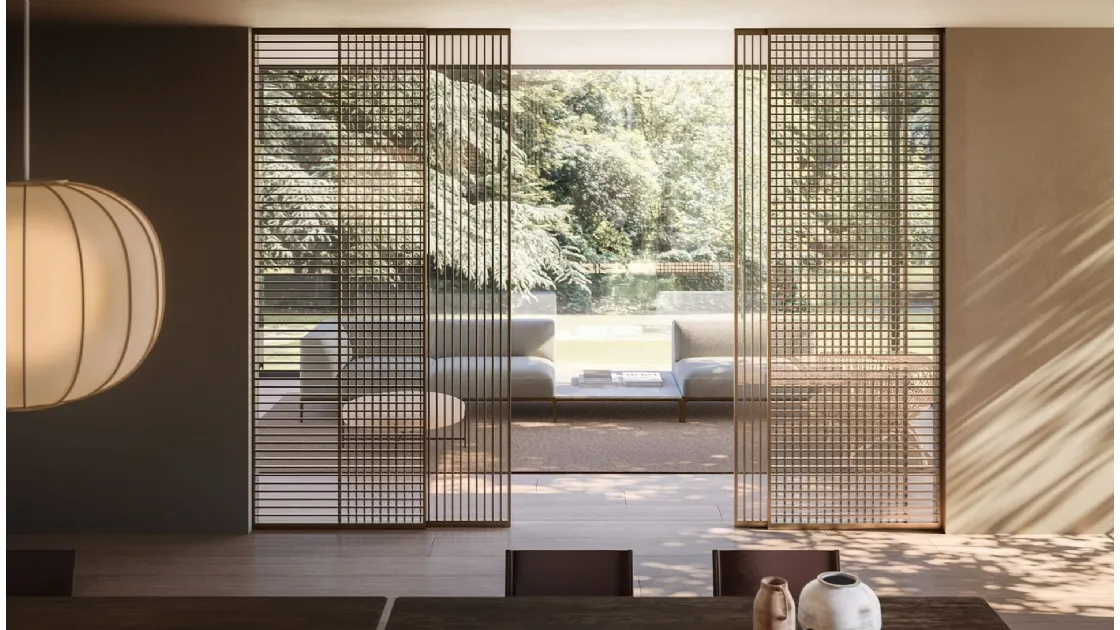 Sliding interior glass and aluminum door Golden Gate by ADL.