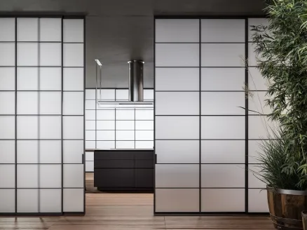 Sliding interior door in glass and aluminum Japo by ADL.