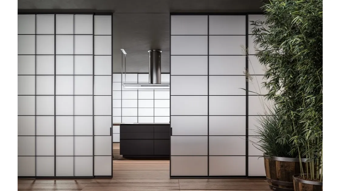 Sliding interior door in glass and aluminum Japo by ADL.