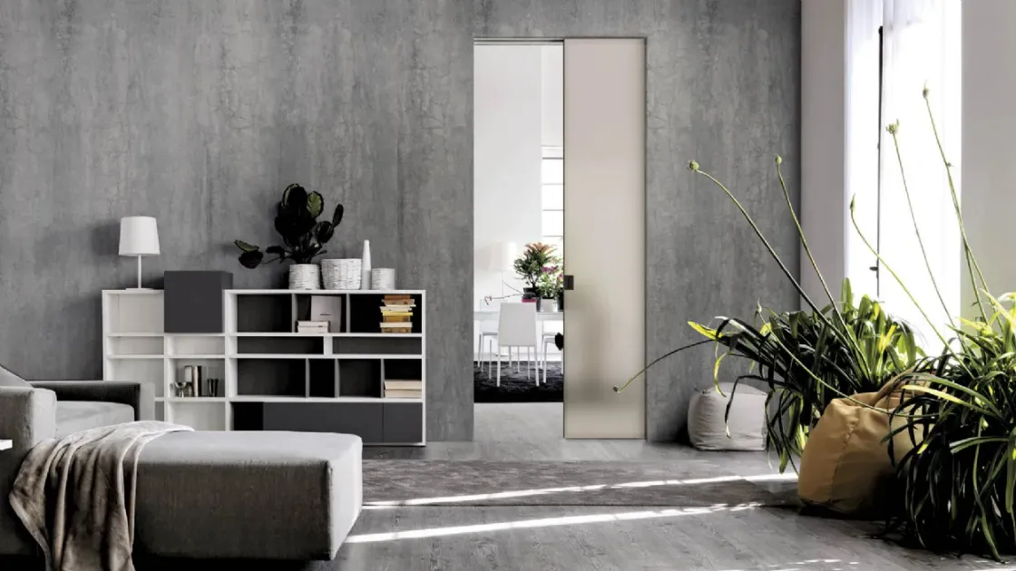 Sliding glass indoor door with aluminum frame Just a Scomparsa by Doal