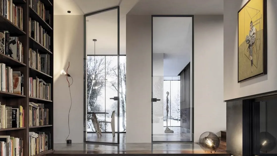 Battente in vetro con telaio in alluminio Just Filo muro di Doal: swinging interior door with aluminum