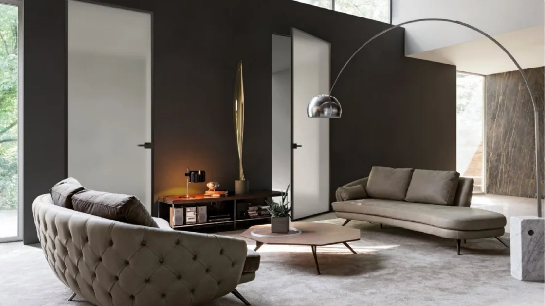 Swinging interior door in glass with aluminum frame Just Filo muro by Doal
