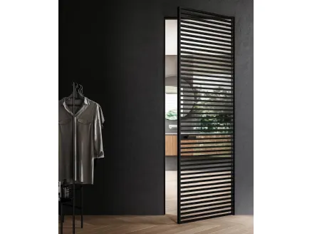 Hinged interior glass and aluminum door Line by ADL.