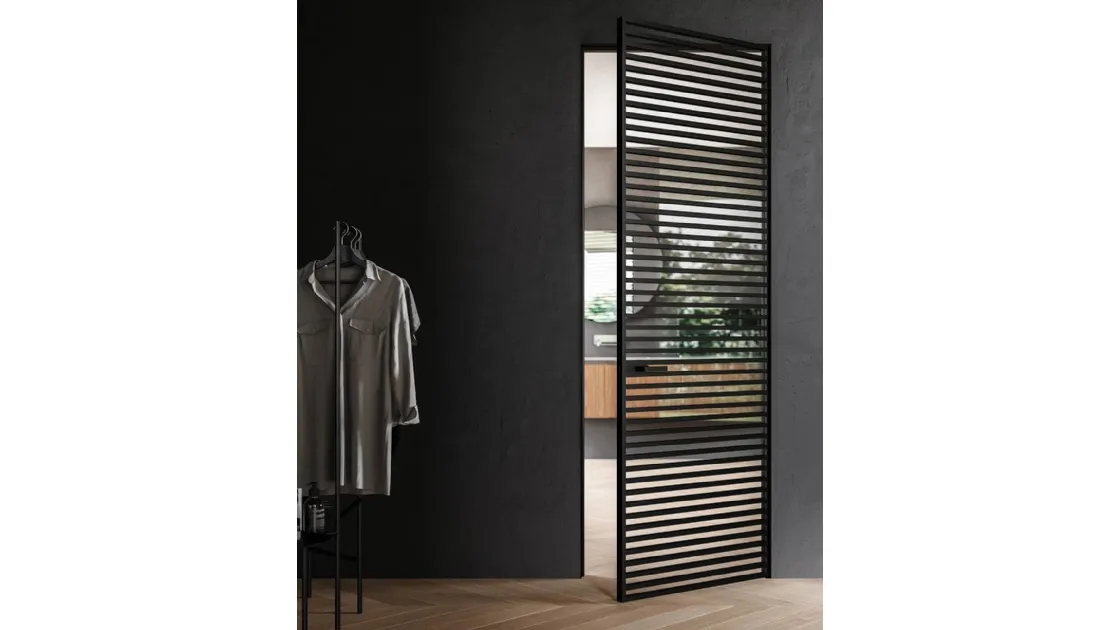Hinged interior glass and aluminum door Line by ADL.