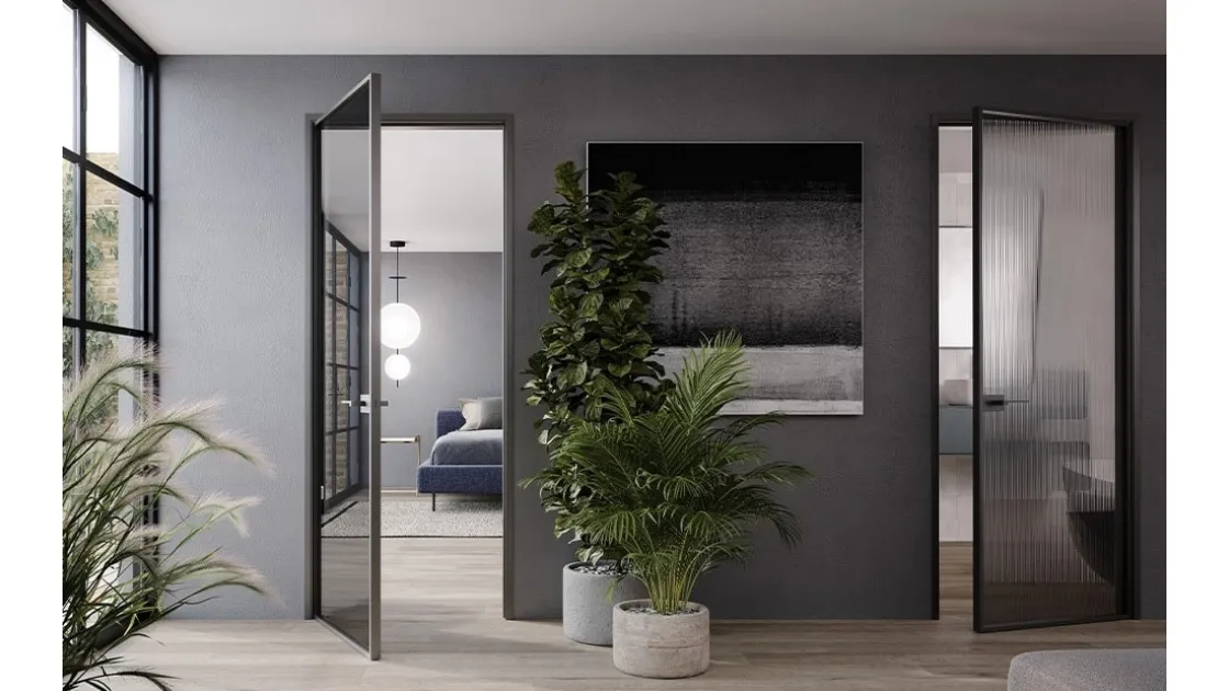 Interior Mitica Swing Glass Door with Aluminum Frame by ADL.