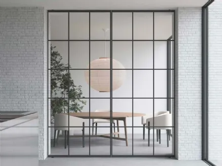 Interior door Officina Bilico in glass and aluminum by ADL.