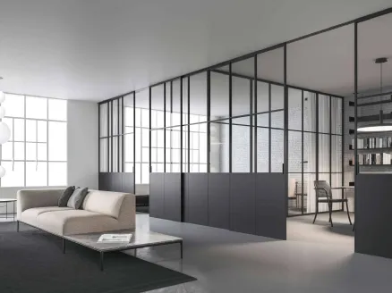Internal sliding door Officina in aluminum and glass by ADL.