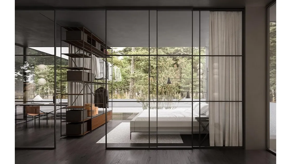 Indoor sliding door Officina in aluminum and glass by ADL.