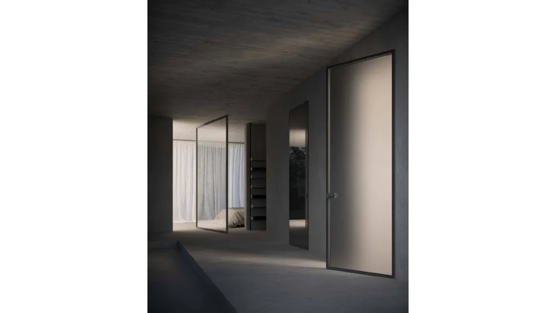 Interior glass door with aluminum frame Style Flush to the wall by ADL