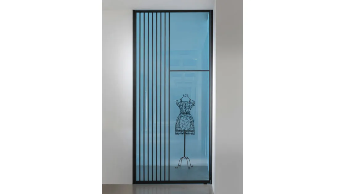 Indoor glass door with aluminum frame Zeus Pivot by Doal.