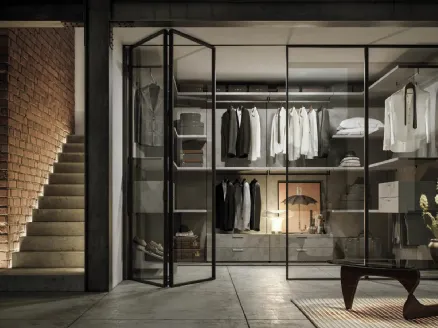 Interior glass door with aluminum frame Zeus Libro by Doal.