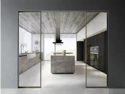 Sliding interior glass door with aluminum frame Zeus by Doal.