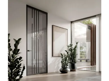 Indoor glass door with aluminum frame Zeus Hinged with Doal jamb.