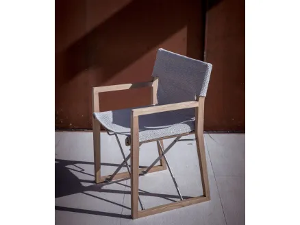 Cosette armchair in teak wood and polypropylene fabric by Unopiu.